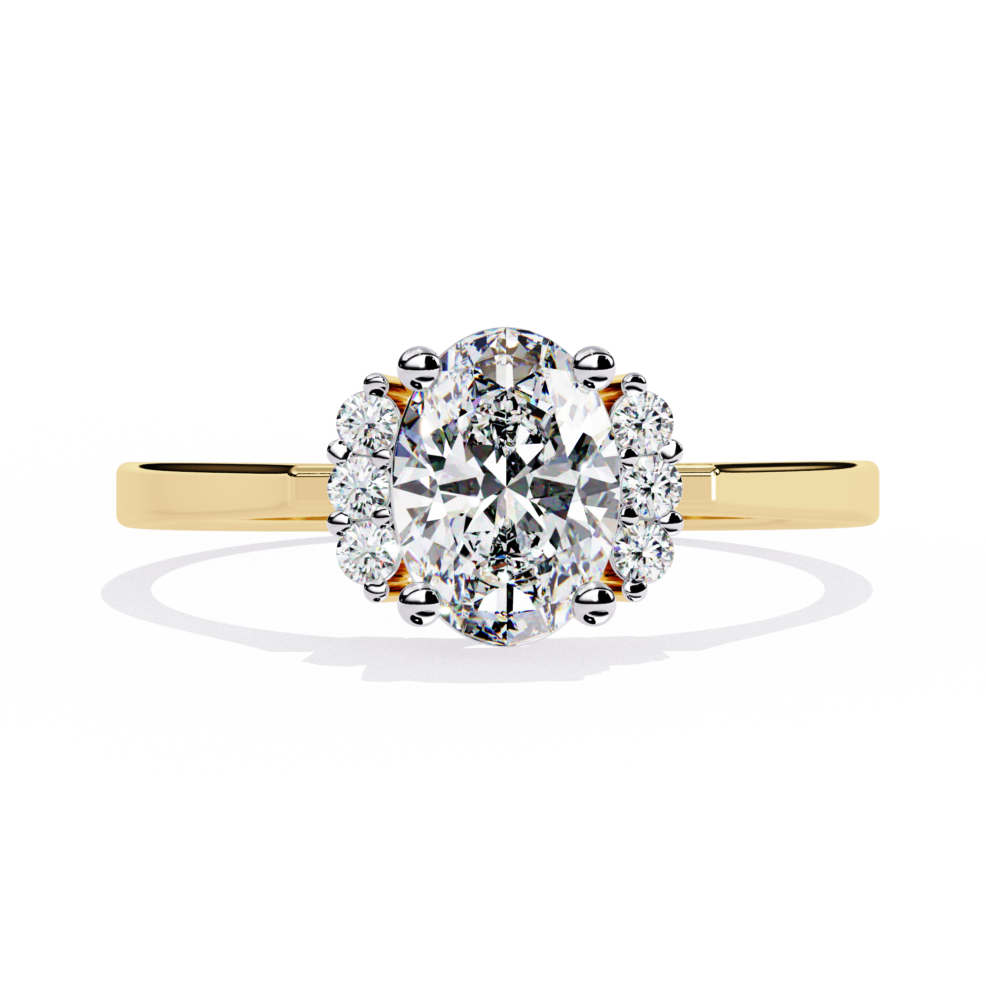 Solitairekart-0.72 CT Lab Grown Oval Halo Cluster Diamond Ring in 14K Yellow Gold